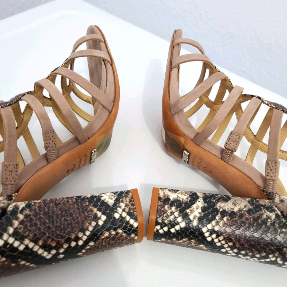 SCHUTZ Kaye Reptile Snakeskin Heel Sandals - Picture 11 of 16